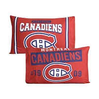 Ensemble de deux taies d'oreiller rouges des Canadiens de Montréal 20'' x 30''