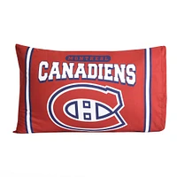 Ensemble de deux taies d'oreiller rouges des Canadiens de Montréal 20'' x 30''