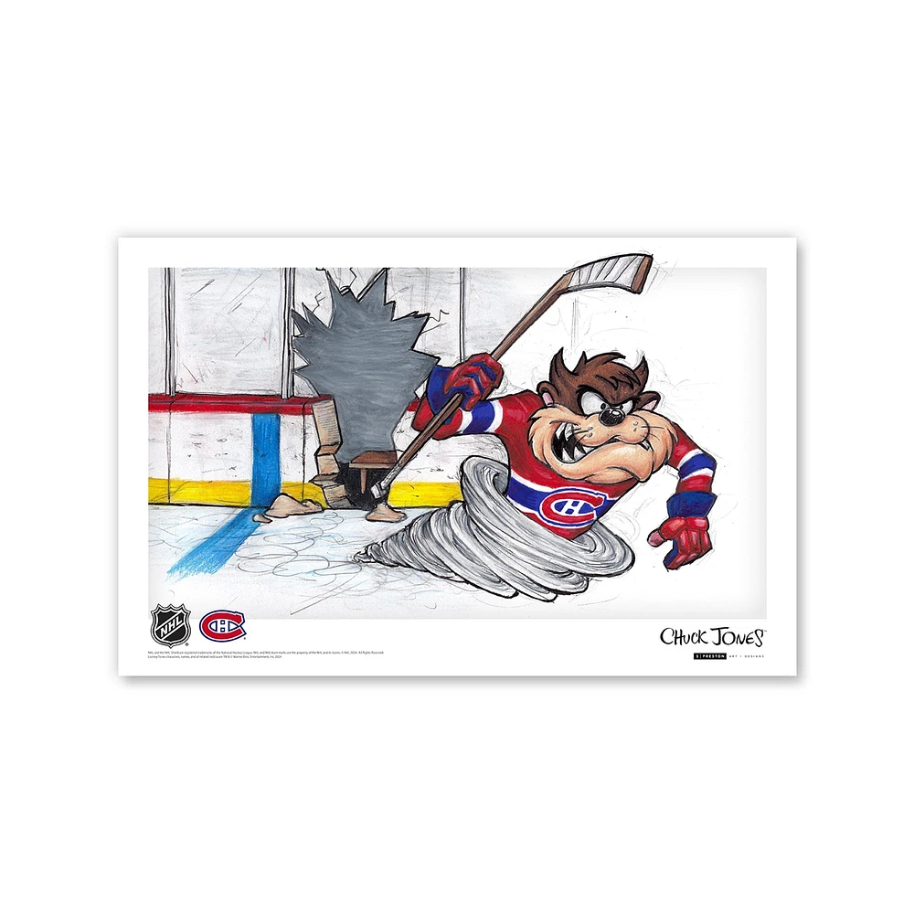 Tasmanian Devil Montreal Canadiens Looney Tunes 11" x 17" Poster Print