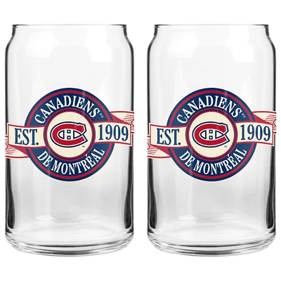 Le Sports Vault Canadiens de Montréal 16 oz. Ensemble de deux verres à canettes