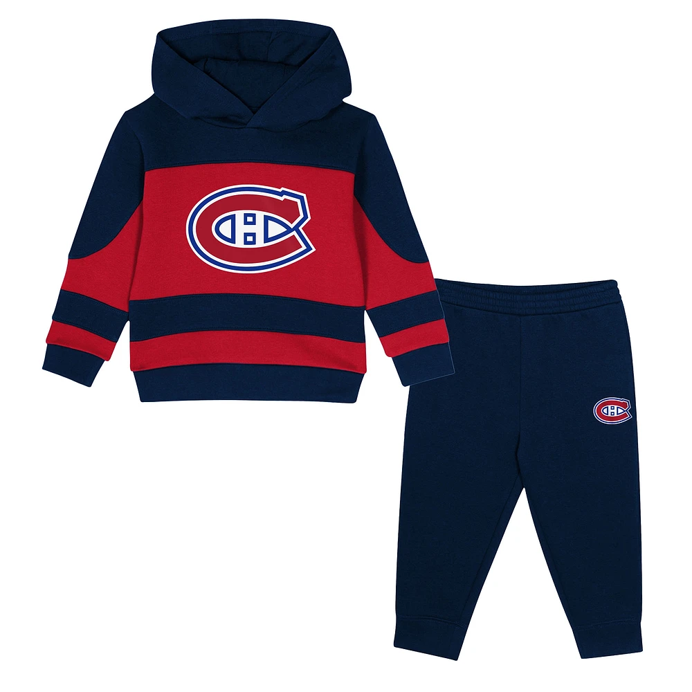 Ensemble sweat à capuche et pantalon de survêtement en molleton bleu marine/rouge des Canadiens Montréal pour tout-petit