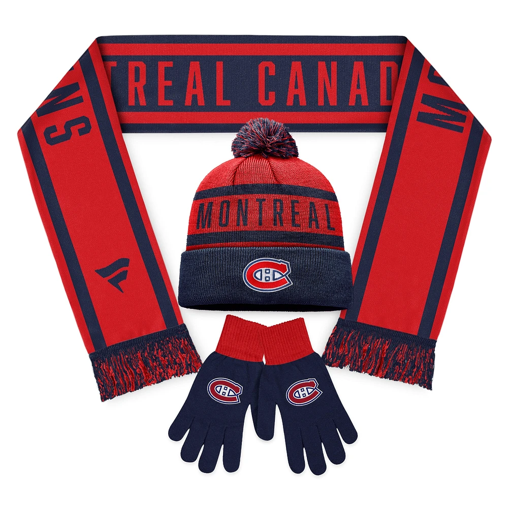 Unisex Fanatics Montreal Canadiens Scarf, Glove & Knit Combo Pack