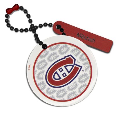 White Montreal Canadiens Logo Personalized Leather Round Bag Tag