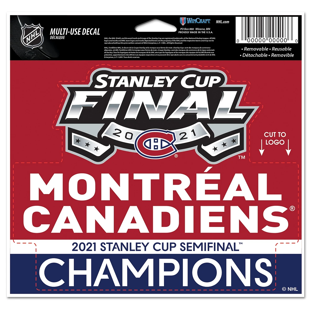 WinCraft Montreal Canadiens 2021 Stanley Cup Halffinal Champions 4'' x 6'' Multi-Use Decal