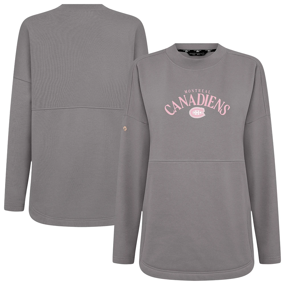 Women's Levelwear  Gray Montreal Canadiens Mother's Day Beaudry Arched Pullover Sweatshirt