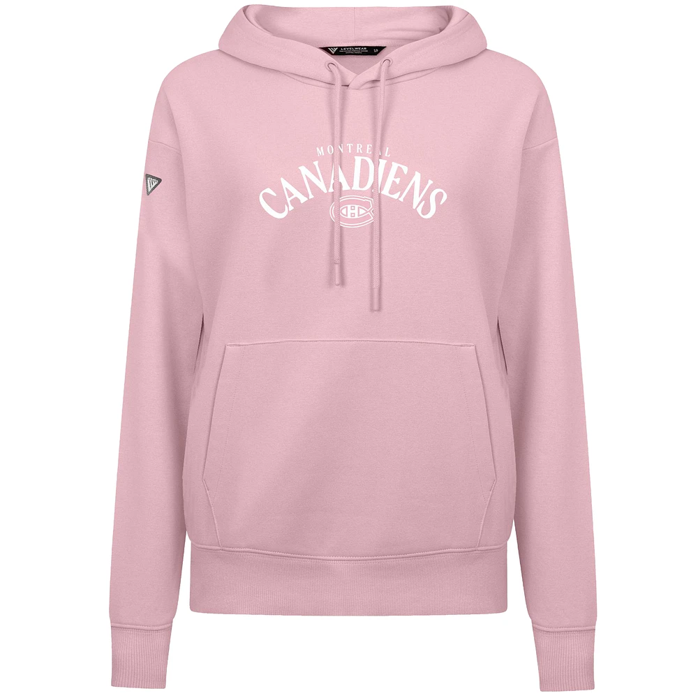 Sweat à capuche rose pâle pour femme Levelwear avec motif de fête des mères Canadiens Montréal