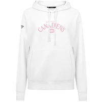 Sweat à capuche blanc pour femme Levelwear avec motif de fête des mères Canadiens Montréal
