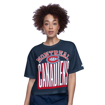 Women's Starter  Navy Montreal Canadiens Play the Ball Cropped T-Shirt