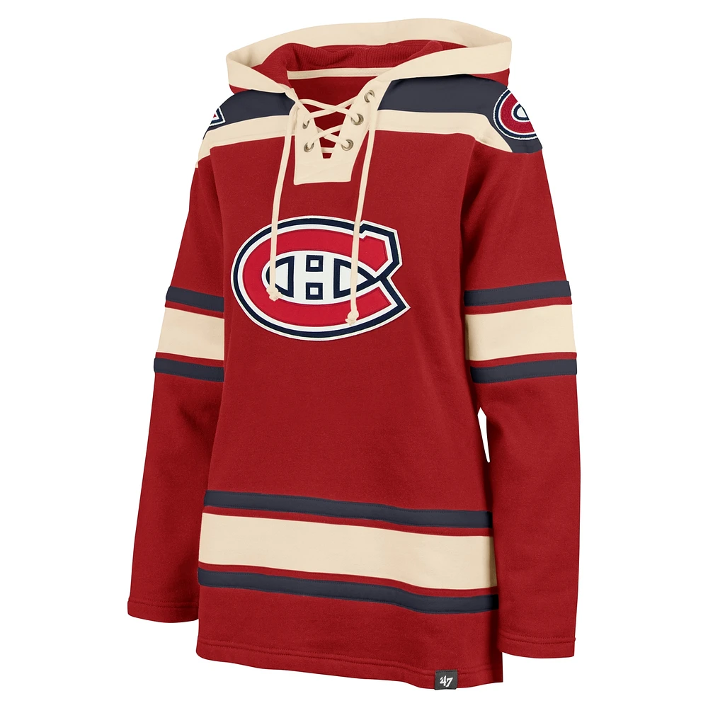 Women's '47 Red Montreal Canadiens Superior Lacer Pullover Hoodie