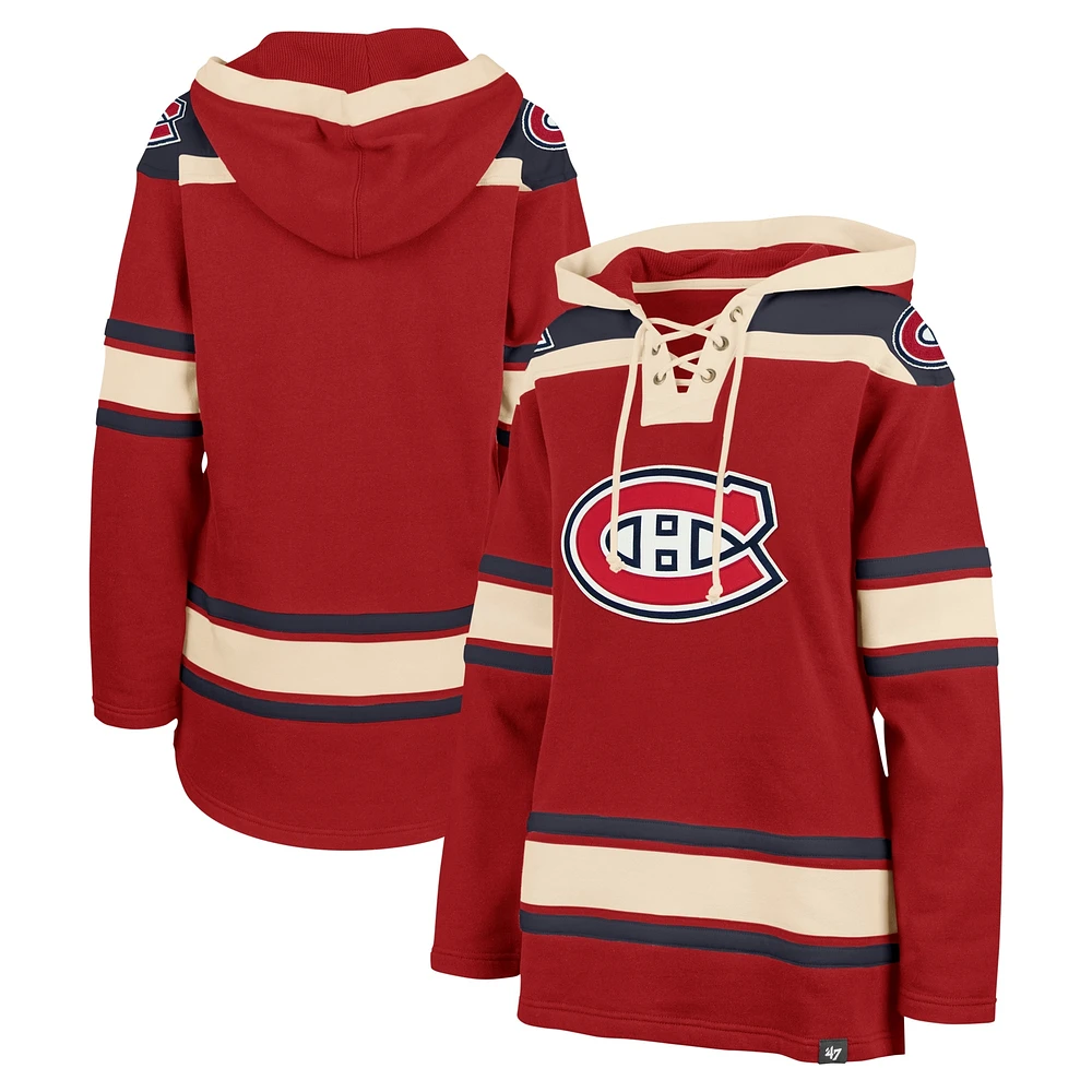 Women's '47 Red Montreal Canadiens Superior Lacer Pullover Hoodie