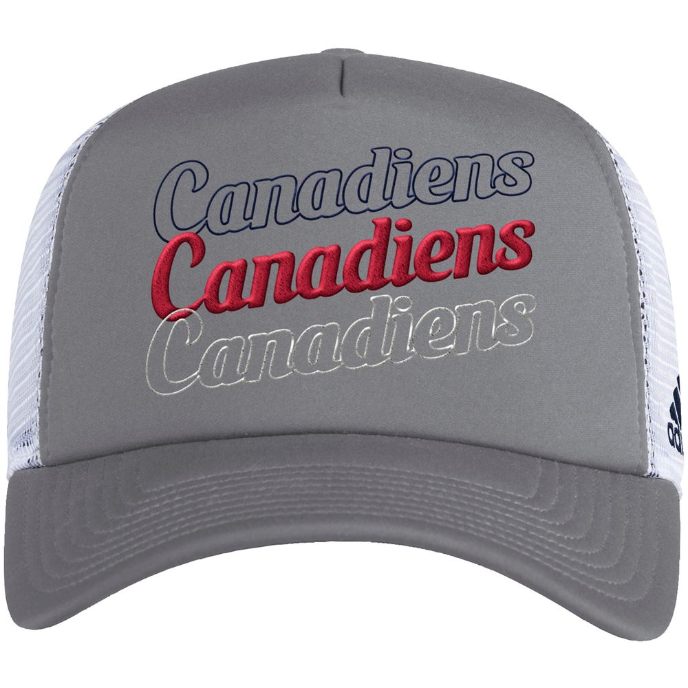 Women's adidas Gray/White Montreal Canadiens Foam Trucker - Snapback Hat