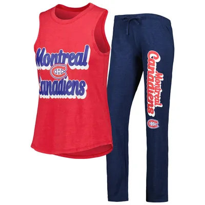 Montreal Canadiens Concepts Sport Women's Meter Muscle Tank Top & Pants Sleep Set - Heather Red/Heather Navy