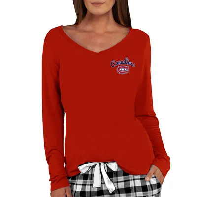 Montreal Canadiens Concepts Sport Women's Marathon Knit Long Sleeve V-Neck T-Shirt - Red