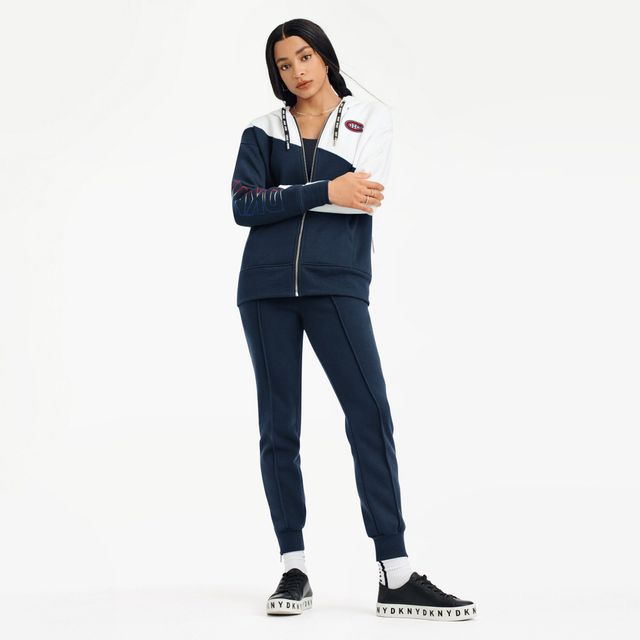 Chandail à capuchon glissière pleine longueur Gina des Canadiens de Montréal DKNY Sport pour femme - Bleu marine Veste