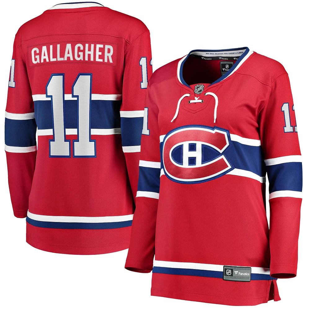 Fanatiques féminines de marque Brendan Gallagher Rouge échappée à domicile des Canadiens Montréal - Maillot joueur