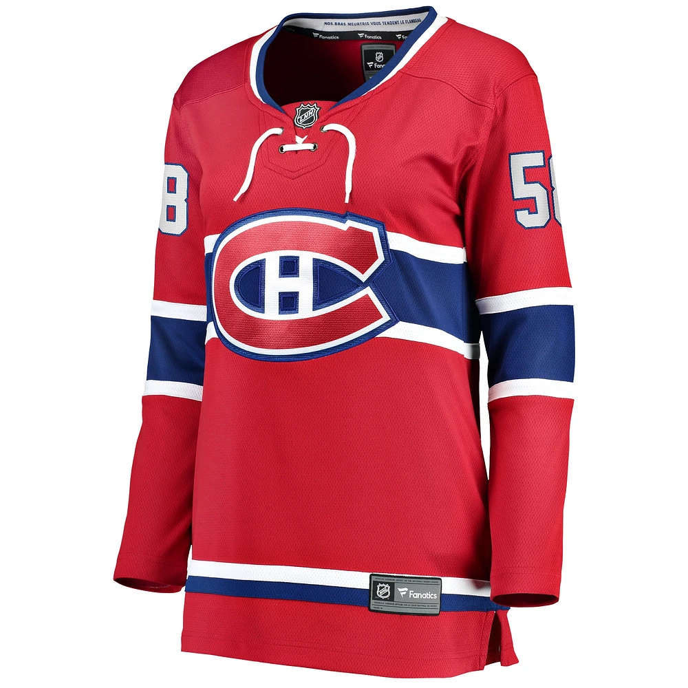 Fanatics pour femmes David Savard Rouge Maillot de joueur échappé à domicile des Canadiens Montréal