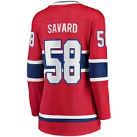 Fanatics pour femmes David Savard Rouge Maillot de joueur échappé à domicile des Canadiens Montréal