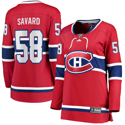 Fanatics pour femmes David Savard, joueur échappé à domicile des Canadiens de Montréal, rouge - Maillot