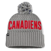 Bonnet en tricot à revers Tilly avec pompon pour femme Fanatics des Canadiens de Montréal gris