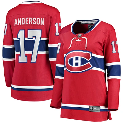 Fanatics pour femmes Josh Anderson rouge Maillot de joueur échappé des Canadiens Montréal