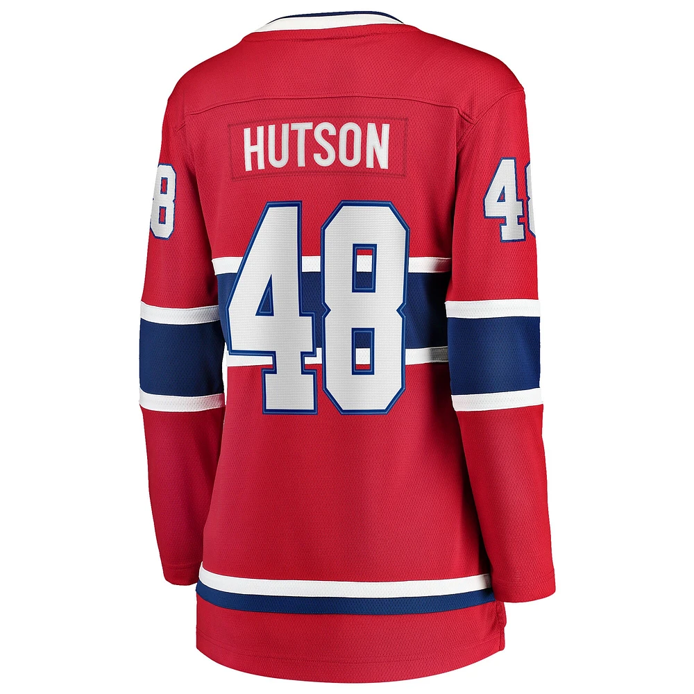 Maillot de joueur échappé à domicile des Canadiens Montréal, Lane Hutson, rouge, pour femmes