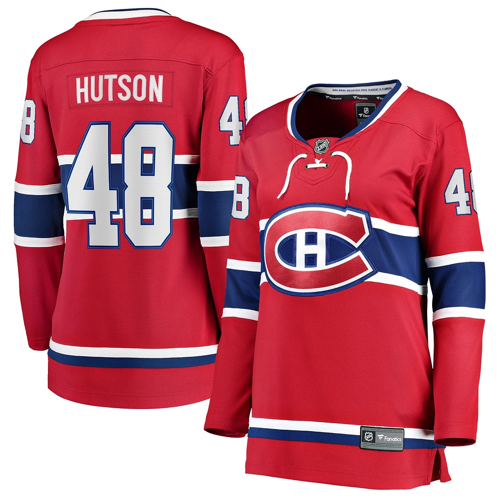 Maillot de joueur échappé à domicile des Canadiens Montréal, Lane Hutson, rouge, pour femmes