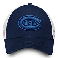 Women's Fanatics  Montreal Canadiens Navy/White Iconic Lockup Adjustable Trucker Hat