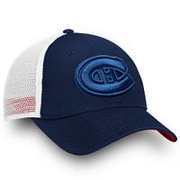 Women's Fanatics  Montreal Canadiens Navy/White Iconic Lockup Adjustable Trucker Hat