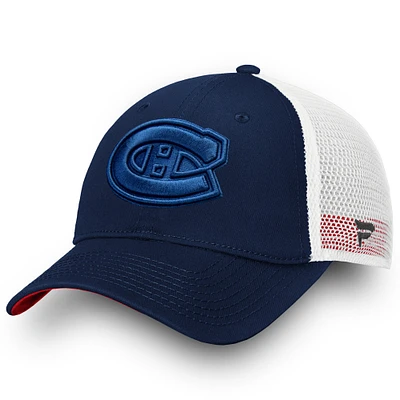 Women's Fanatics  Montreal Canadiens Navy/White Iconic Lockup Adjustable Trucker Hat