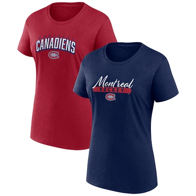 Women's Fanatics Navy/Red Montreal Canadiens Fan Two-Pack T-Shirt Set