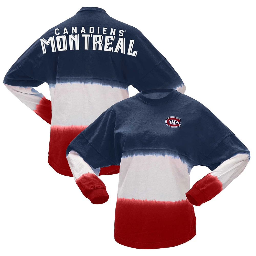 Women's Fanatics Navy/Red Montreal Canadiens Ombre Long Sleeve T-Shirt