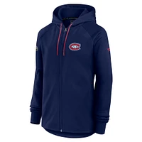 Veste polaire entièrement zippée pour femme Fanatics bleu marine des Canadiens de Montréal Authentic Pro Rink