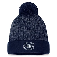 Women's Fanatics  Navy Montreal Canadiens Authentic Pro Road Cuffed Knit Hat with Pom