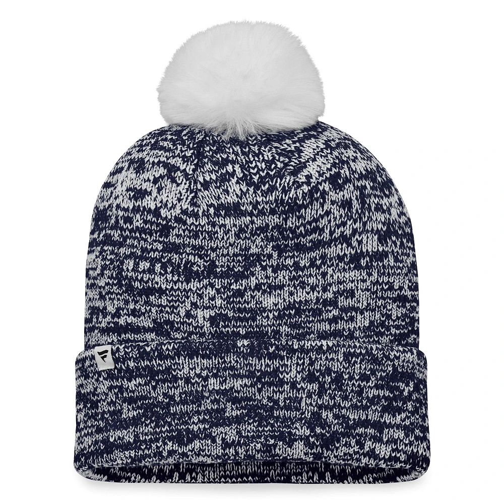 Bonnet en tricot à revers scintillant des Canadiens de Montréal Fanatics pour femmes, bleu marine, avec pompon