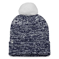 Bonnet en tricot à revers scintillant des Canadiens de Montréal Fanatics pour femmes, bleu marine, avec pompon