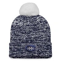 Bonnet en tricot à revers scintillant des Canadiens de Montréal Fanatics pour femmes, bleu marine, avec pompon