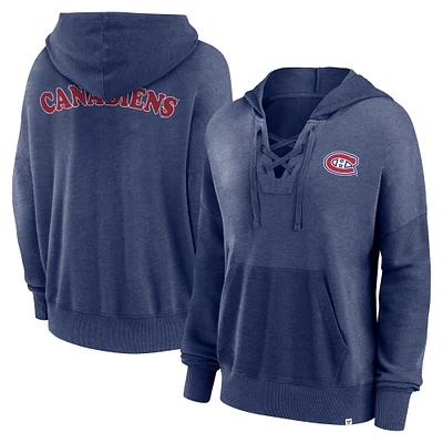 Women's Fanatics  Navy Montreal Canadiens Heritage Vintage Lace-Up Pullover Hoodie