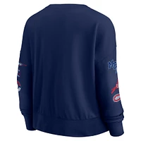 Women's Fanatics  Navy Montreal Canadiens Oversized Go Team Pullover Sweatshirt