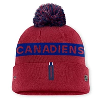 Women's Fanatics Red Montreal Canadiens Authentic Pro Rink Cuffed Knit Hat with Pom