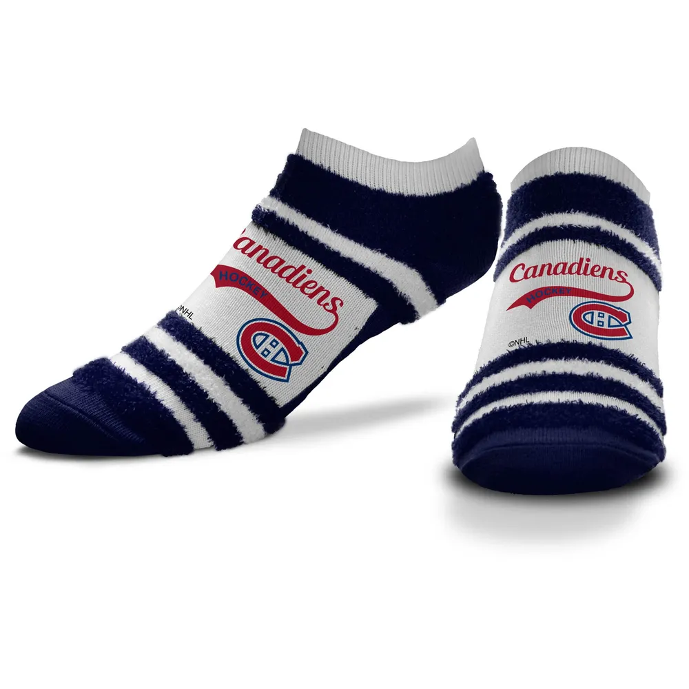 Pour femmes Bare Feet Montreal Canadiens Block Stripe - Chaussettes Fuzzy Ankle