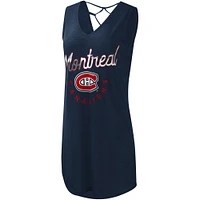 Women's G-III 4Her by Carl Banks Navy Montreal Canadiens Game Time Slub Beach V-Neck - Cover-Up Dress