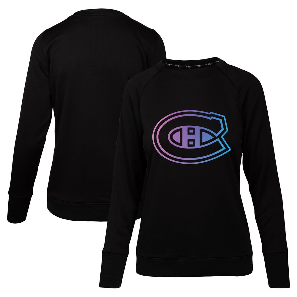 Women's Levelwear Black Montreal Canadiens Iridescent Rae Raglan - Pullover Sweater