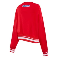 Women's Pro Standard  Red Montreal Canadiens Area Code Cropped Pullover Sweatshirt