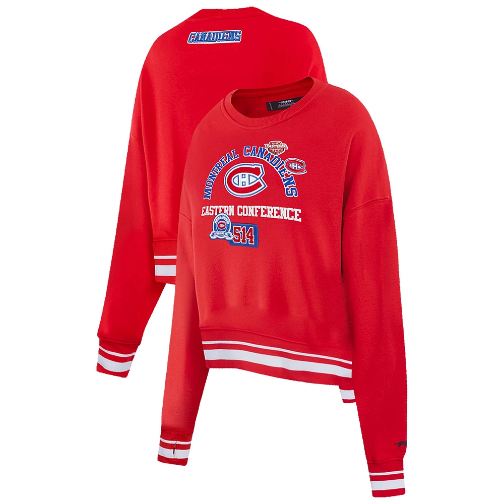 Sweat-shirt court rouge Pro Standard pour femme avec code régional des Canadiens de Montréal