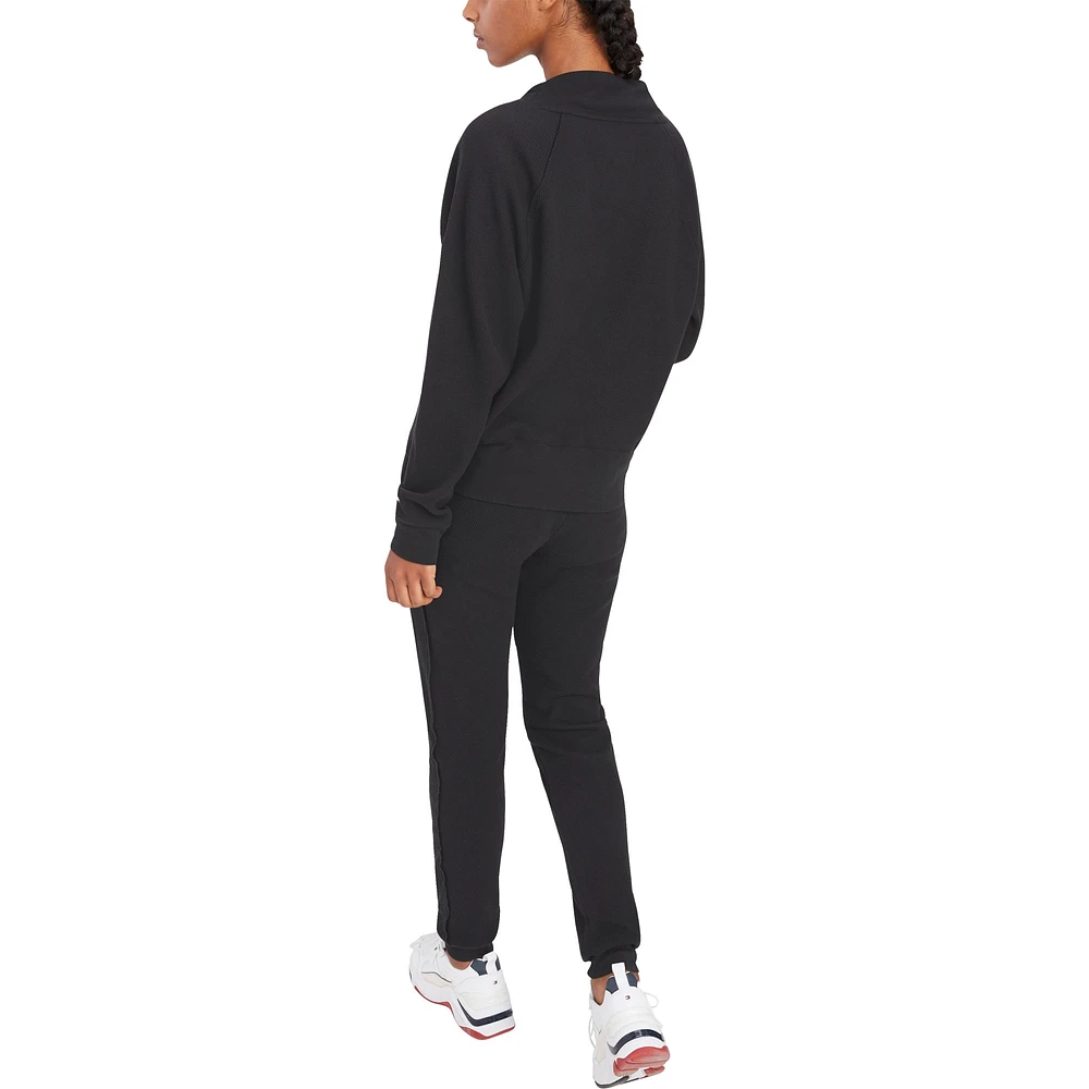 Women's Tommy Hilfiger Black Montreal Canadiens Zoey - Tri-Blend Raglan Pullover Sweatshirt & Pants Lounge Set