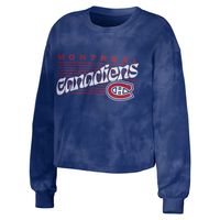 Women's WEAR by Erin Andrews Navy Montreal Canadiens Tie-Dye Cropped Pullover Sweatshirt & Shorts Lounge Set