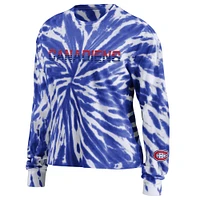 Women's WEAR by Erin Andrews Navy Montreal Canadiens Tie-Dye Long Sleeve T-Shirt