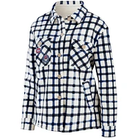 Women's WEAR by Erin Andrews Oatmeal Montreal Canadiens Plaid Button-Up - Shirt Jacket
