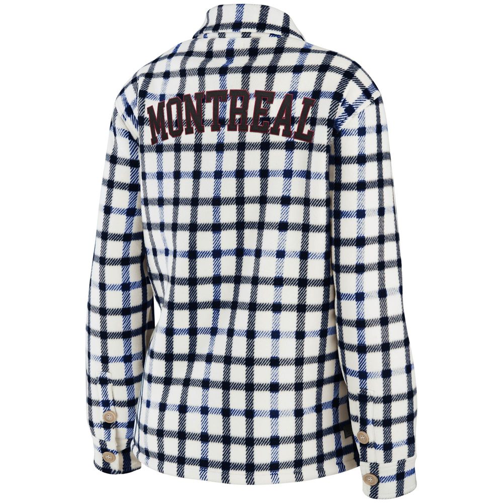 Women's WEAR by Erin Andrews Oatmeal Montreal Canadiens Plaid Button-Up - Shirt Jacket