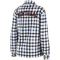 Women's WEAR by Erin Andrews Oatmeal Montreal Canadiens Plaid Button-Up - Shirt Jacket